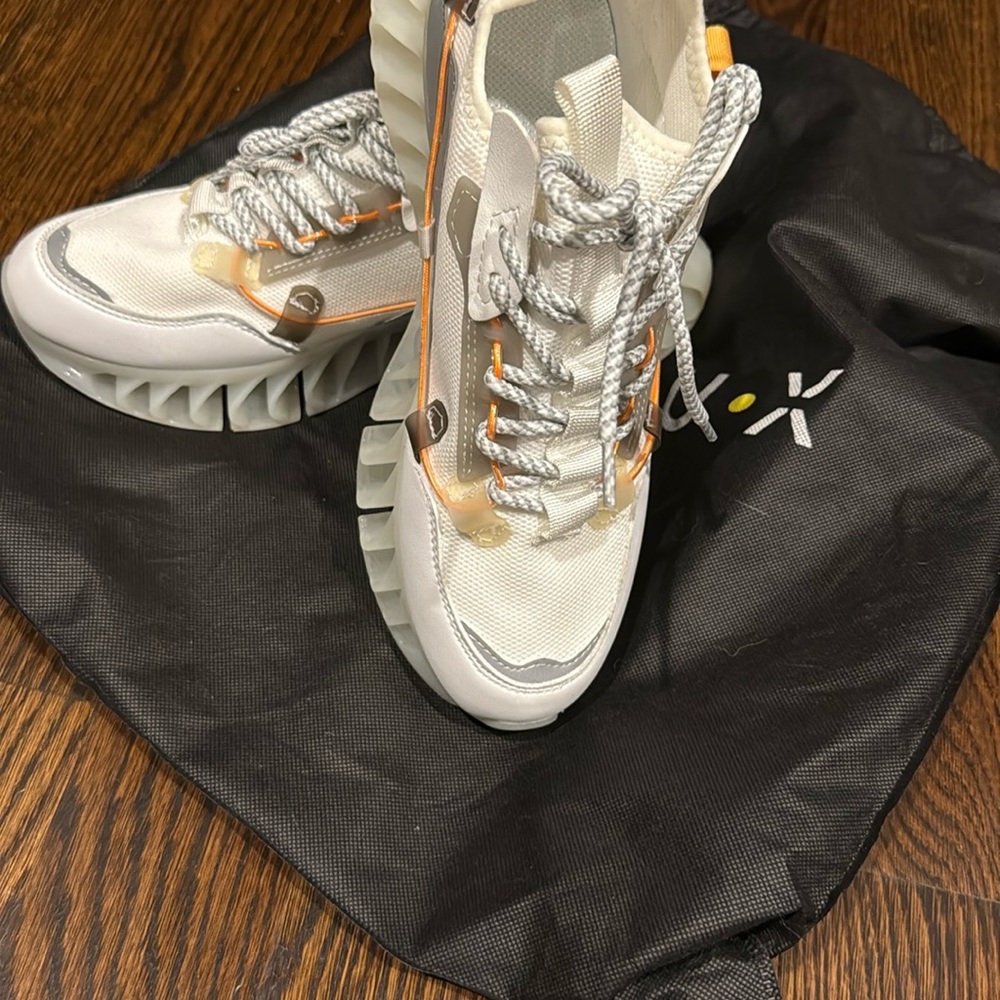 Stylish Women's White and Orange Sneakers